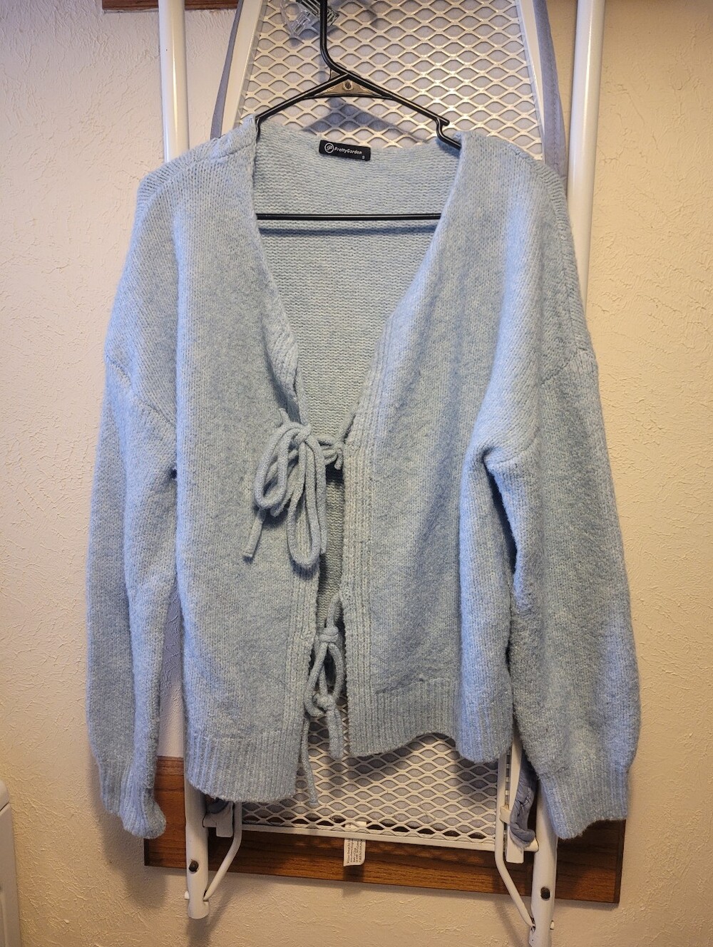 Soft Tie-Front Light Blue Cardigan Sweater
